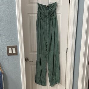 Chic Teal Strapless Jumpsuit